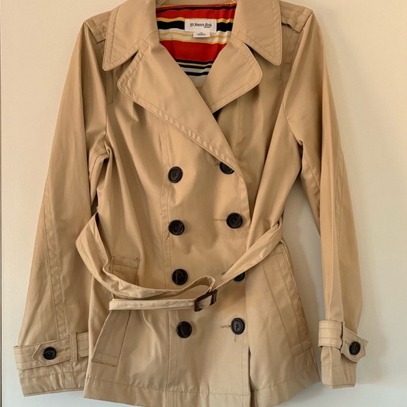 St John’s Bay Women’s Tan Medium Double Breasted All Weather Jacket With Belt - Picture 9 of 9